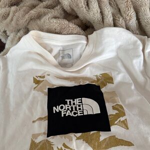 The North Face White and Gold Logo Tee